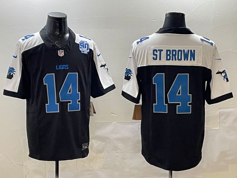 Men Detroit Lions #14 St Brown Black Thanksgiving three generations 2025 Nike Limited NFL Jersey style 6->detroit lions->NFL Jersey
